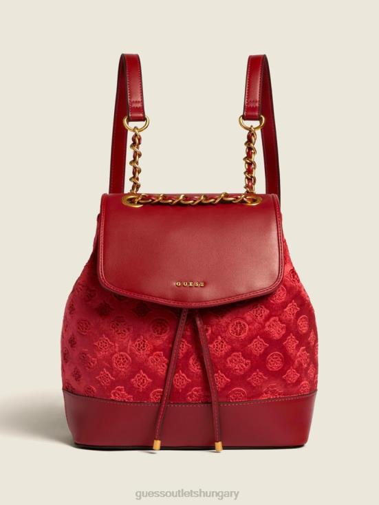 GUESS Black Authentic Crease Wash 8ZX4F3216 Kimi Velvet Backpack