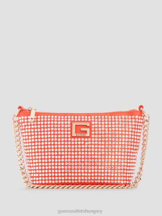 GUESS Orange 8ZX4F3003 Gilded Glamour Mini Top-Zip Bucket Bag