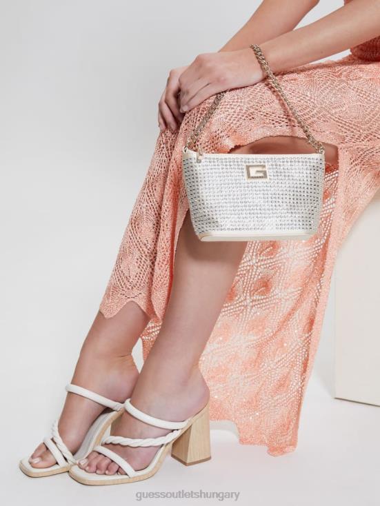 GUESS Pale Gold 8ZX4F3004 Gilded Glamour Mini Top-Zip Bucket Bag