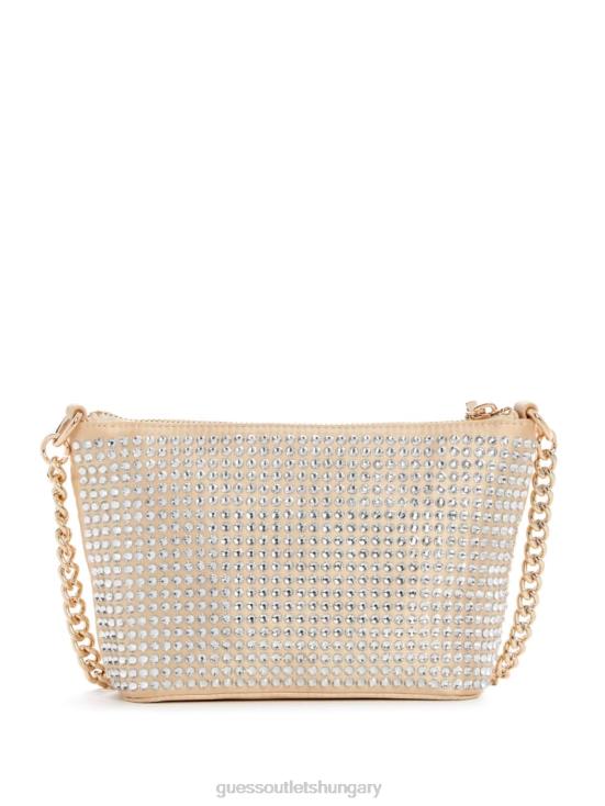 GUESS Pale Gold 8ZX4F3004 Gilded Glamour Mini Top-Zip Bucket Bag