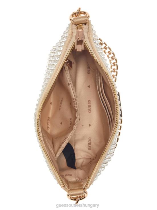 GUESS Pale Gold 8ZX4F3004 Gilded Glamour Mini Top-Zip Bucket Bag