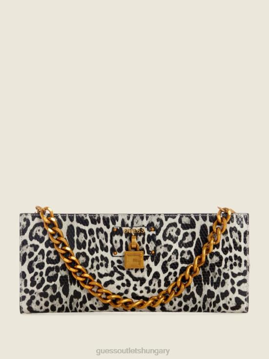 GUESS Black W/Punch 8ZX4F2962 Centre Stage Leopard Clutch