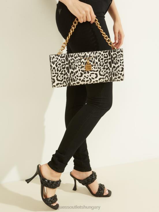GUESS Black W/Punch 8ZX4F2962 Centre Stage Leopard Clutch