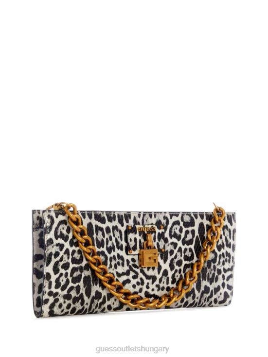 GUESS Black W/Punch 8ZX4F2962 Centre Stage Leopard Clutch