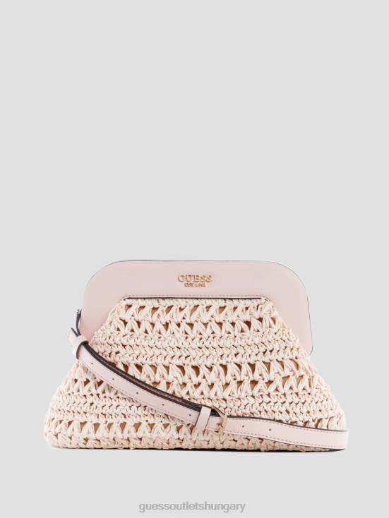 GUESS Dip Dye 8ZX4F2918 Liguria Crochet Straw Frame Clutch