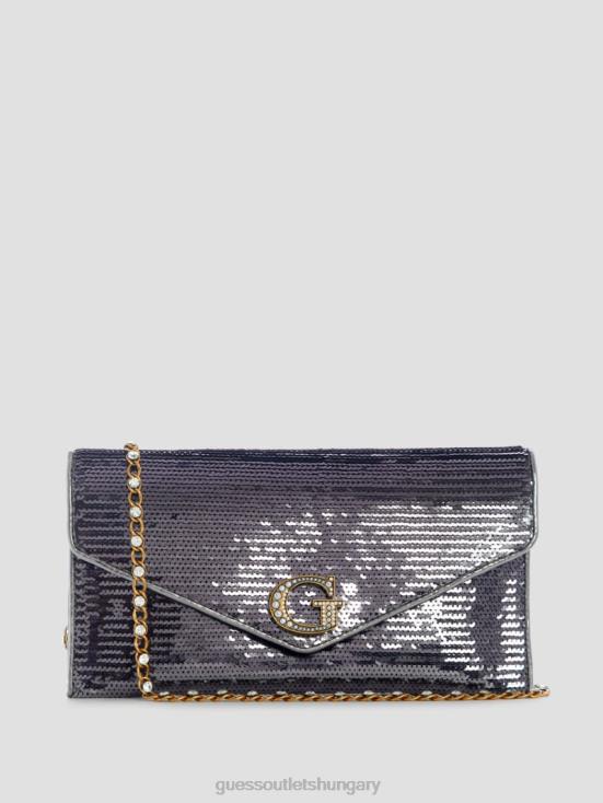 GUESS Pewter 8ZX4F2831 Virtual Sequin Fold-Over Clutch