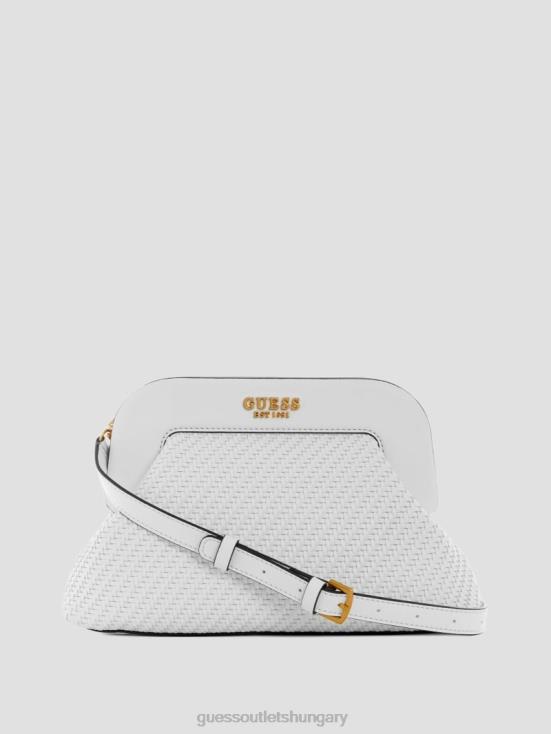 GUESS White Multi 8ZX4F2955 Abey Woven Frame Clutch