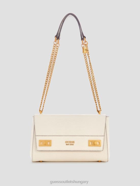 GUESS White 8ZX4F2762 Katey Lizard Convertible Bag