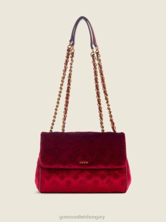 GUESS Beet Red 8ZX4F2887 Inia Velvet Convertible Crossbody