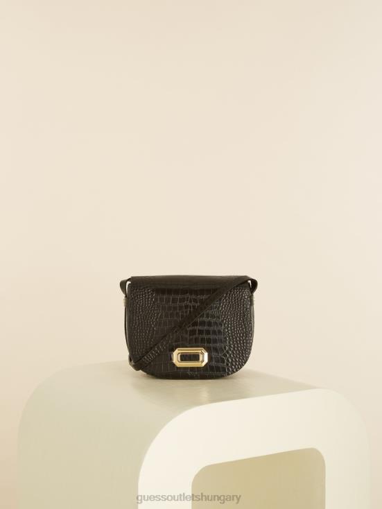 GUESS Black 8ZX4F3324 Crocodile Saddle Bag