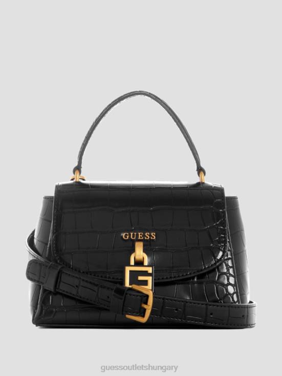 GUESS Black Floral Print 8ZX4F2784 Montreal Faux-Crocodile Mini Crossbody