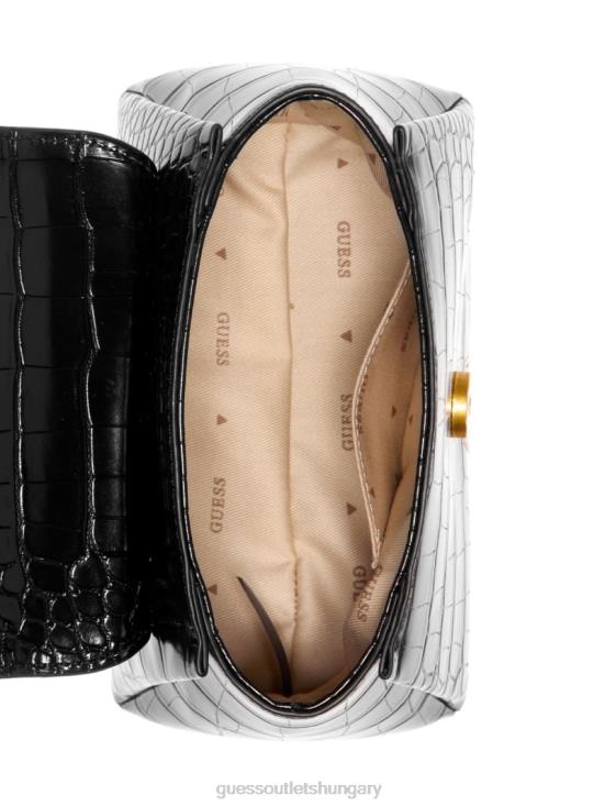 GUESS Black Floral Print 8ZX4F2784 Montreal Faux-Crocodile Mini Crossbody