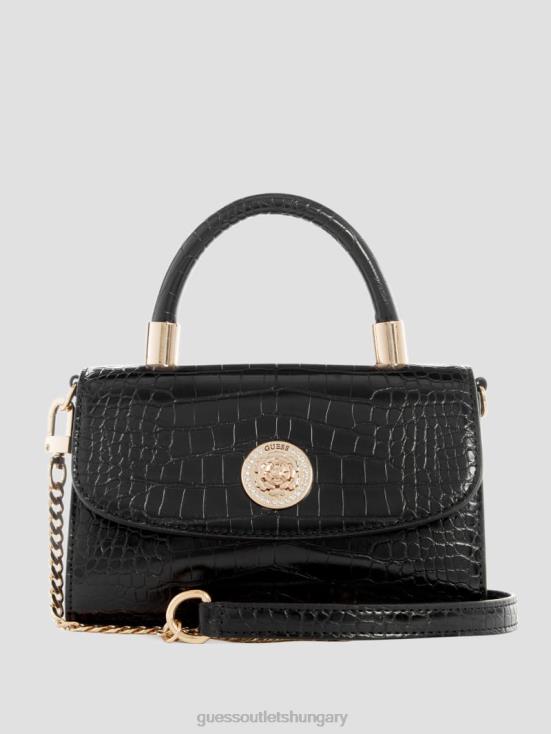 GUESS Black Floral Print 8ZX4F2787 Rock Top-Handle Bag