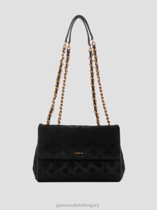 GUESS Black Floral Print 8ZX4F2792 Inia Velvet Convertible Crossbody