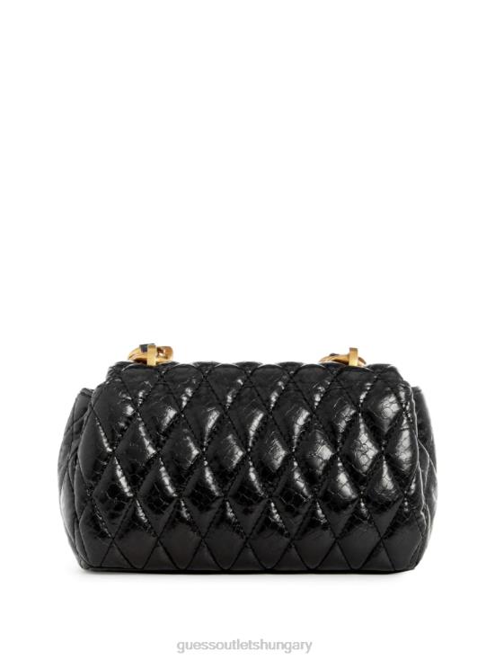 GUESS Black Floral Print 8ZX4F2798 Dema Quilted Mini Crossbody Bag