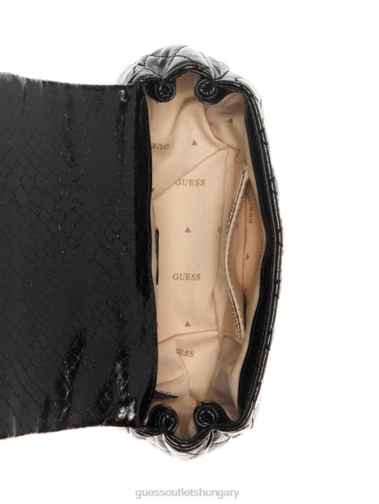 GUESS Black Floral Print 8ZX4F2798 Dema Quilted Mini Crossbody Bag