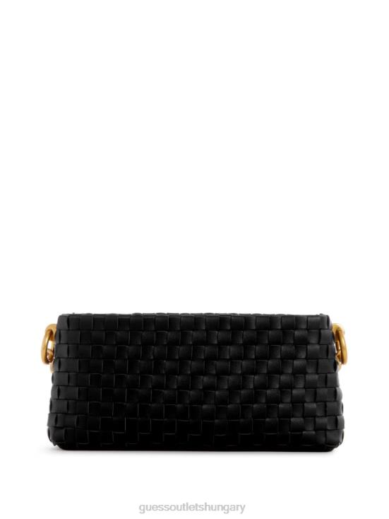 GUESS Black Floral Print 8ZX4F2819 Lisbet Woven Mini Zip-Top Crossbody