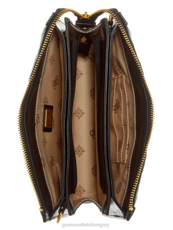 GUESS Black Floral Print 8ZX4F2868 Abey Quilted Multi Compartment Crossbody