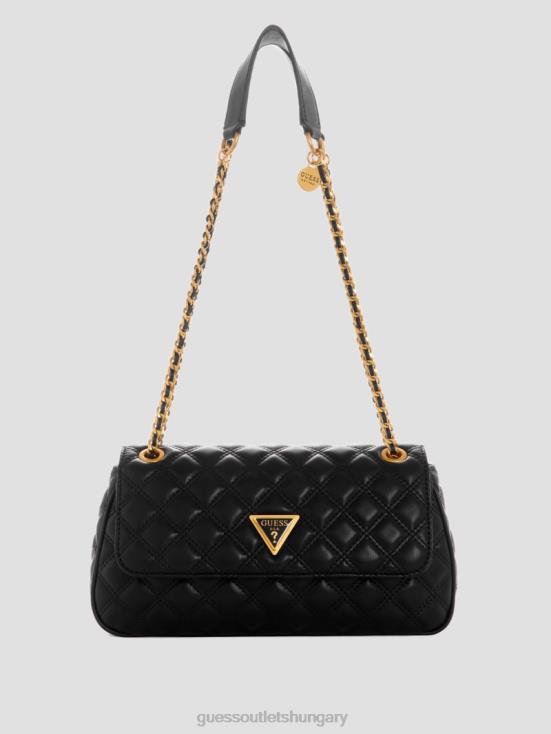 GUESS Black Floral Print 8ZX4F2872 Giully Quilted Convertible Crossbody