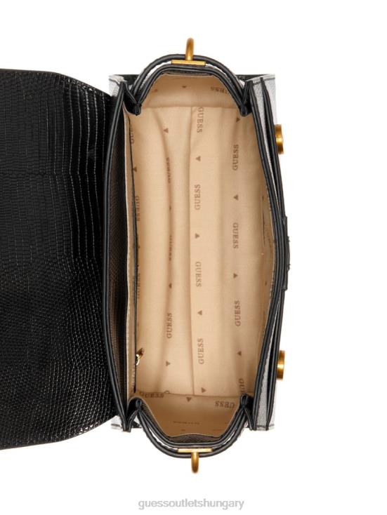 GUESS Black Floral Print 8ZX4F2891 Ginevra Textured Top Handle Crossbody