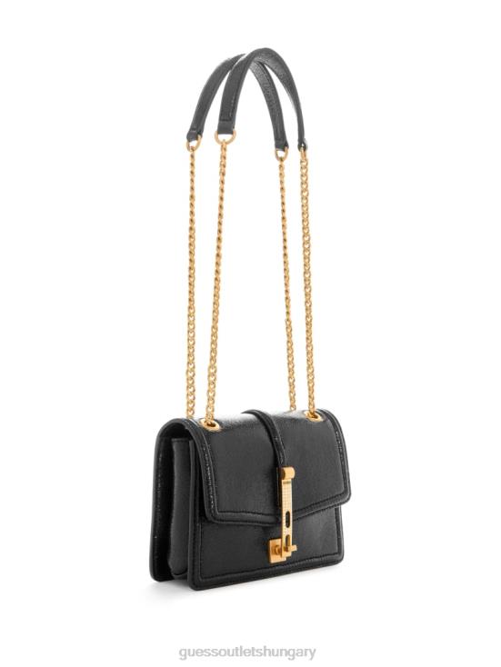 GUESS Black Floral Print 8ZX4F2920 Gilded Glamour Mini Convertible Crossbody