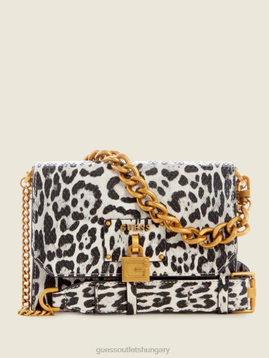 GUESS Black W/Punch 8ZX4F3325 Centre Stage Leopard Crossbody