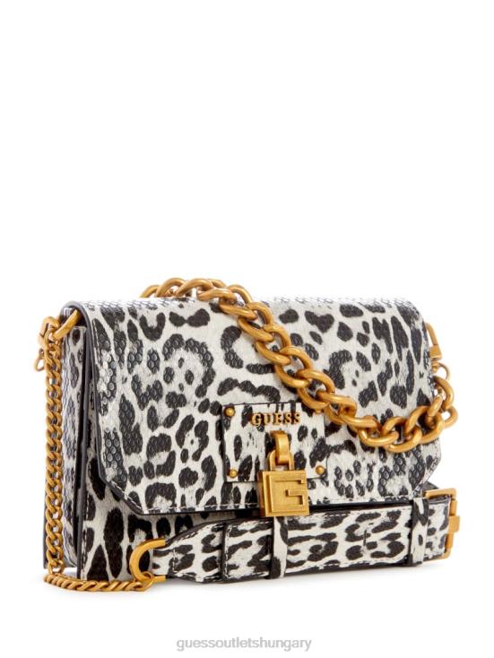 GUESS Black W/Punch 8ZX4F3325 Centre Stage Leopard Crossbody