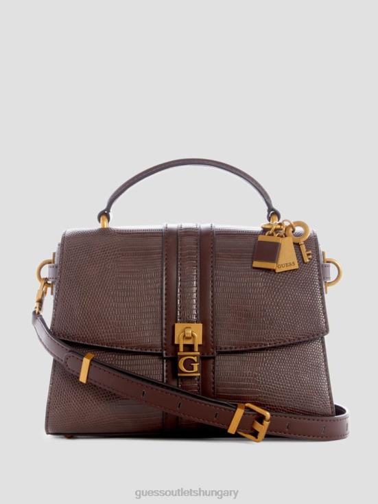 GUESS Brown 8ZX4F2867 Ginevra Textured Top Handle Crossbody