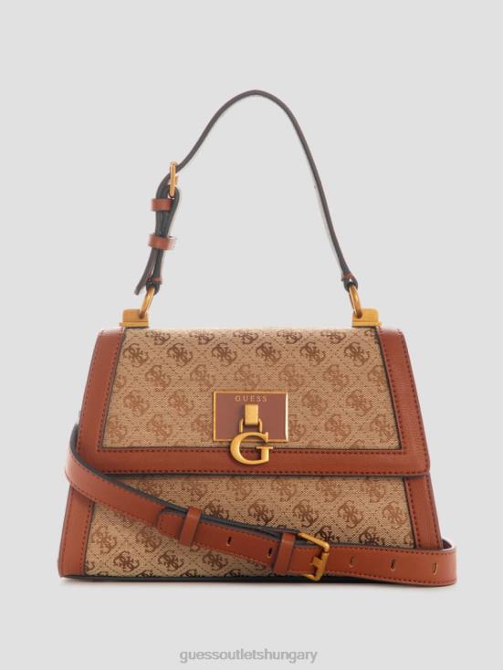 GUESS Brown 8ZX4F2975 Stephi Jacquard Logo Top Handle Bag