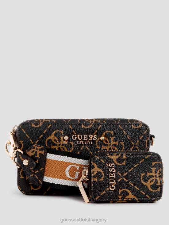 GUESS Brown Multi 8ZX4F2754 Rea Quattro G Mini Camera Crossbody