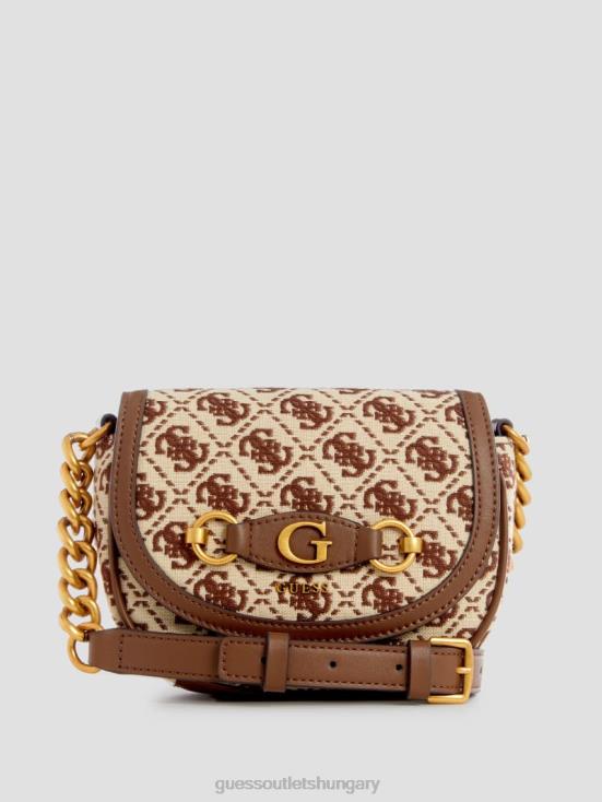 GUESS Brown Multi 8ZX4F3204 Izzy Jacquard Logo Mini Crossbody