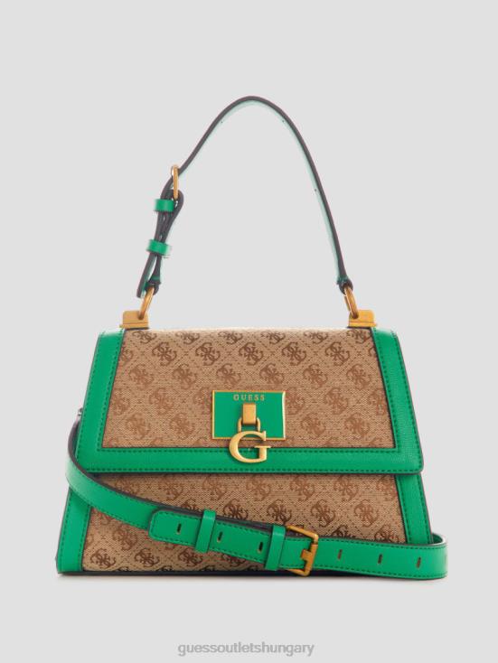 GUESS Green 8ZX4F2970 Stephi Jacquard Logo Top Handle Bag