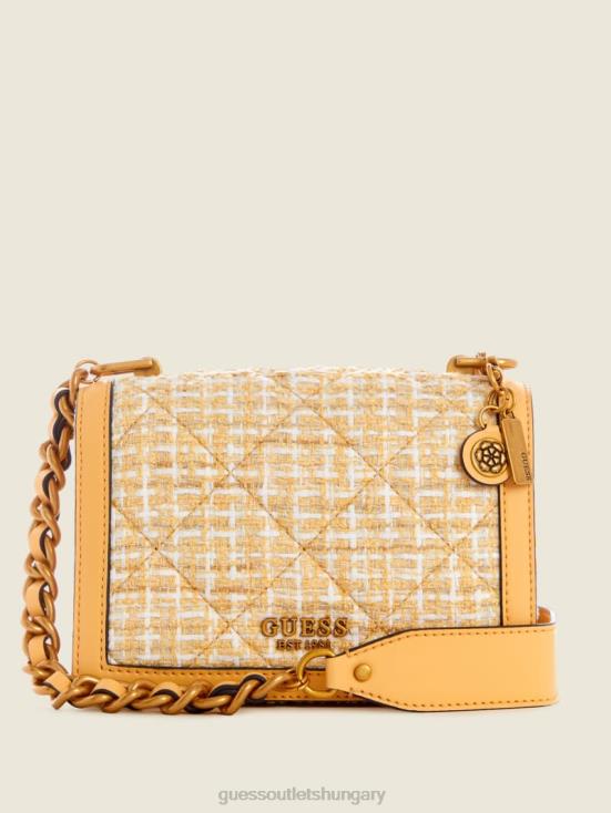 GUESS Light/Pastel Yellow 8ZX4F2989 Abey Tweed Crossbody Bag