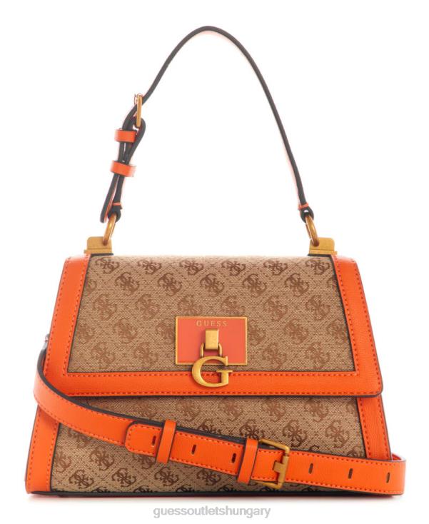 GUESS Orange 8ZX4F2986 Stephi Jacquard Logo Top Handle Bag