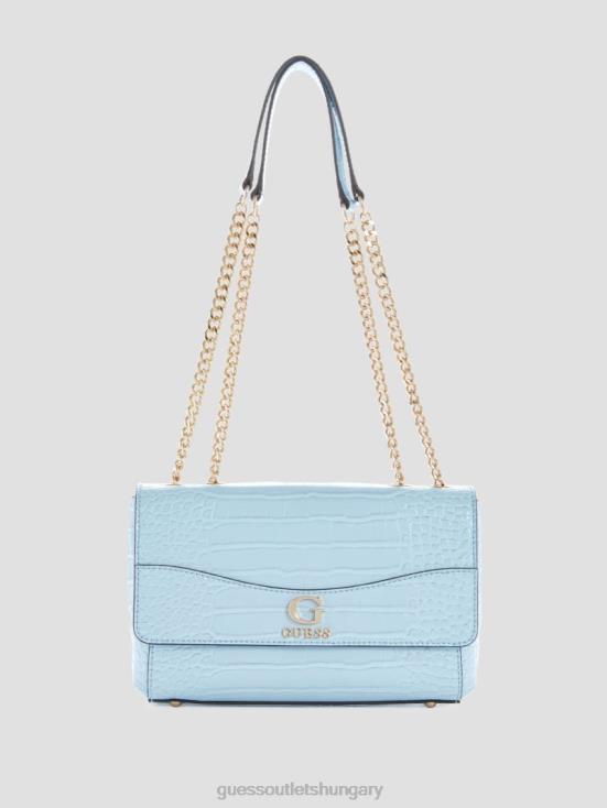 GUESS Powder Blue 8ZX4F2854 Nell Croc Convertible Crossbody