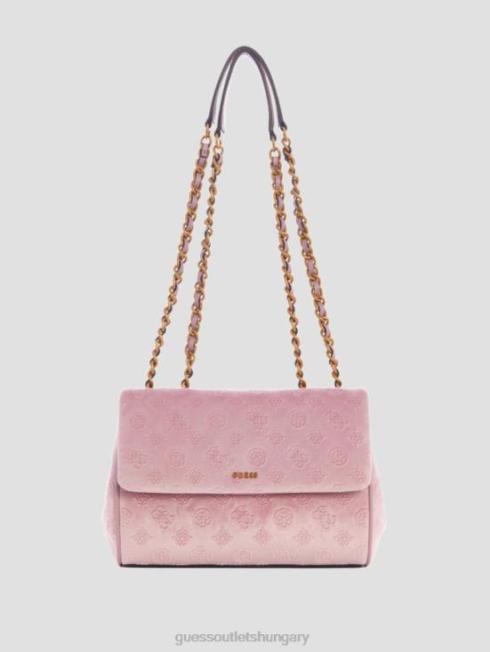 GUESS Rose Pink 8ZX4F2901 Inia Velvet Convertible Crossbody