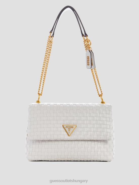 GUESS White 8ZX4F2808 Lisbet Woven Convertible Crossbody