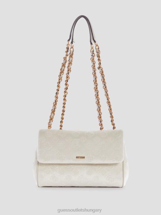 GUESS White 8ZX4F2877 Inia Velvet Convertible Crossbody