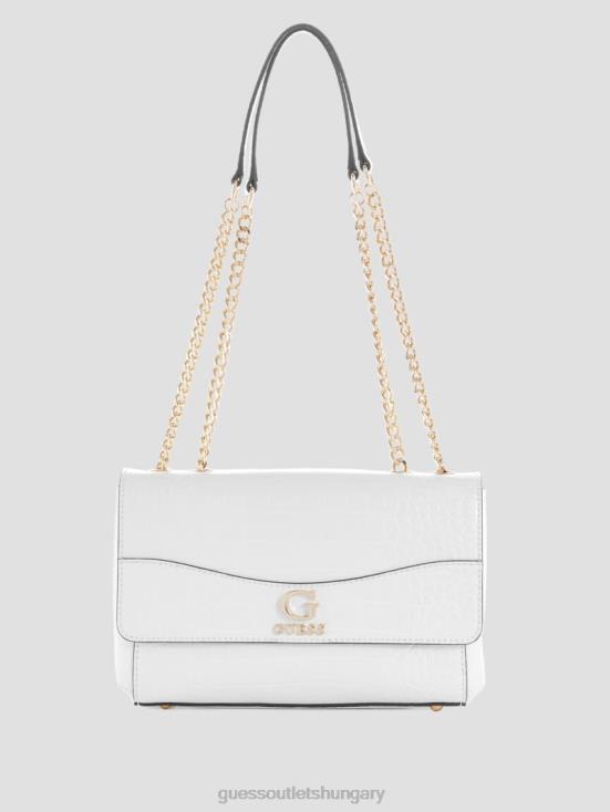 GUESS White Multi 8ZX4F2812 Nell Croc Convertible Crossbody