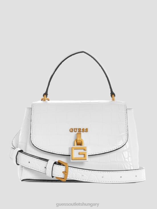 GUESS White Multi 8ZX4F2869 Montreal Faux-Crocodile Mini Crossbody