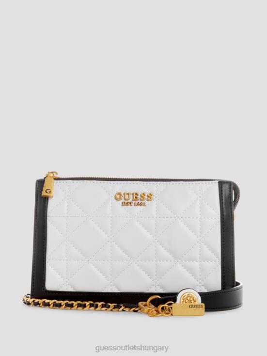 GUESS White Multi 8ZX4F2902 Abey Quilted Multi Compartment Crossbody