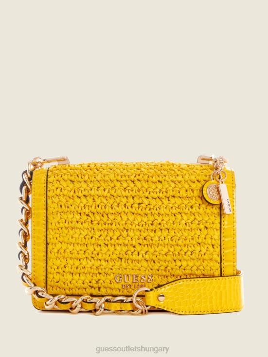 GUESS Yellow 8ZX4F2985 Abey Straw Crossbody