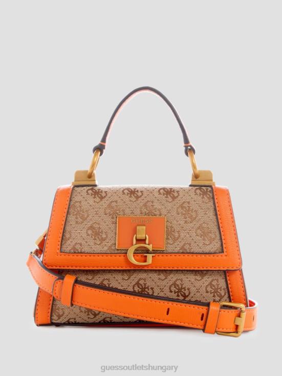 GUESS Latte Logo/Orange 8ZX4F2983 Stephi Jacquard Logo Micro Mini Bag