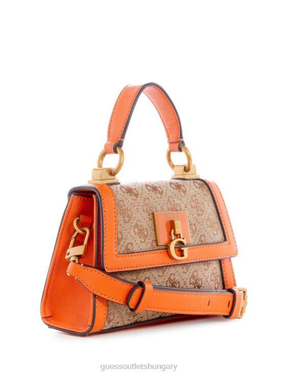GUESS Latte Logo/Orange 8ZX4F2983 Stephi Jacquard Logo Micro Mini Bag