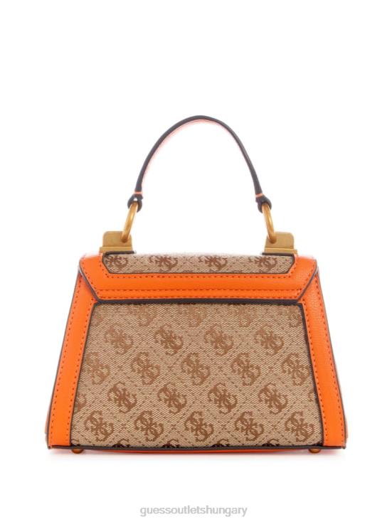 GUESS Latte Logo/Orange 8ZX4F2983 Stephi Jacquard Logo Micro Mini Bag