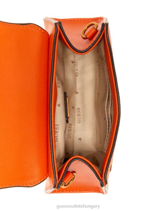 GUESS Latte Logo/Orange 8ZX4F2983 Stephi Jacquard Logo Micro Mini Bag