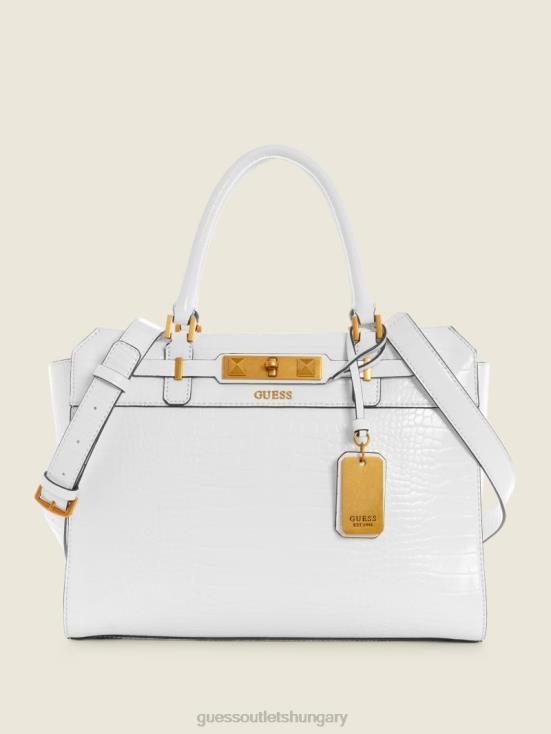 GUESS White Multi 8ZX4F3269 Raffie Crocodile-Embossed Carryall