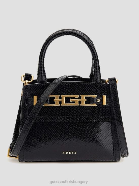 GUESS Black Floral Print 8ZX4F2882 Cristina Small Leather Satchel