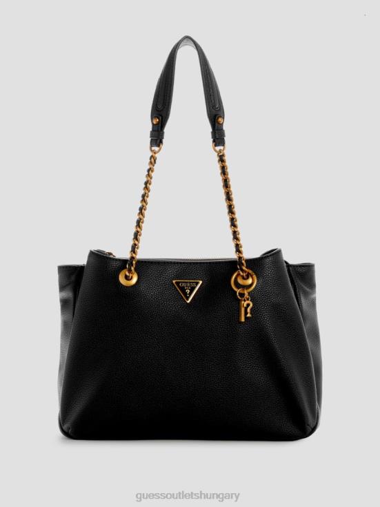 GUESS Black Floral Print 8ZX4F3020 Becci Girlfriend Shoulder Satchel