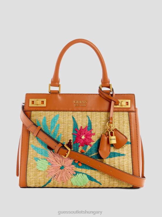 GUESS Bleu/Nautic Wah 8ZX4F3294 Katey Straw Luxury Satchel